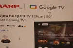Sharp QLED 50HR7265E 50-tolline 4K Ultra HD nutiteler Google TV-ga, 144 Hz, Dolby Vision, Dolby Atmos, keskalus, must