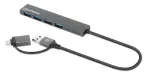 Manhattan USB-C & USB-A Combo Dock/Hub, pordid (4): USB-A (x4), 5 Gbps (USB 3.2 Gen1 ehk USB 3.0), USB-toide (v&auml;list toiteallikat pole vaja), kaabel 25 cm