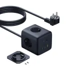 Baseus EnerFill FA11 67W pistikupesa kuup, 3x EU pesa, 1x USB-C, 1x USB-A, 1,5 m, must