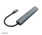 Akasa AK-CBCA22-18BK USB-C Multiport Adapter - USB 3.2 Gen 1 Type-C to HDMI, RJ-45, USB-A - Aluminium - Black - 18 cm