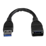 StarTech.com USB 3.0 A-A pikenduskaabel - 6 tolli, must, 0,152 m, USB A, USB A, USB 3.2 Gen 1 (3.1 Gen 1), 5 Gbit/s, Must