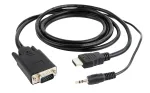 GEMBIRD HDMI-VGA ja heliadapteri kaabel, &uuml;he pordiga, 1,8 m &ndash; must