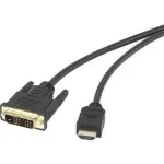 Renkforce HDMI / DVI adapterkaabel HDMI-A pistik, DVI-D 18+1 kontaktiga pistik 5,00 m Must RF-4212219 kullatud pistikkontaktid, kruvilukuga HDMI-kaabel