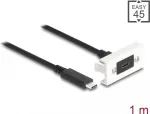Delock 81386 USB-C kaabel, 24-kontaktne USB-C pesa &ndash; USB-C pistik, 1 m, valge (RAL 9003)
