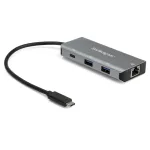 StarTech.com 3 pordiga USB-C jaotur, Gigabit Ethernet RJ45 GbE pordiga &ndash; 2x USB-A, 1x USB-C &ndash; SuperSpeed 10Gbps USB 3.1/3.2 Gen 2 USB-C jaotur &ndash; USB-siinitoiteline &ndash; alumiinium &ndash; t&ouml;&ouml;tab TB3-ga