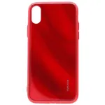 Evelatus Apple iPhone X/XS Water Ripple Full Color Electroplating Tempered Glass Case Red