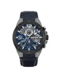 Police Men's Quartz Analog Watch PL15711JSUB03 - Blue Dial, Blue Leather Strap, 48mm Stainless Steel Case