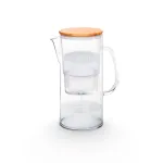 Lauben Glass Water Filter Jug 32GW, 3.2L, Borosilicate Glass, BPA-Free, Electronic Filter Life Indicator, Transparent/Black