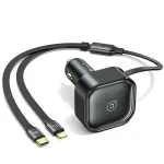 USAMS C41 Autolaadija 30W PD Kiirlaadimine Sisset&otilde;mmatavate USB-C ja Lightning Kaablitega Must (US-CC219)