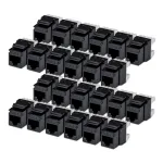 StarTech.com Cat6 Keystone Jack 24-Pack RJ45 Ethernet Keystone Connector UTP Cat6 Wall Outlet 180 Degree 110 Punch Down Black