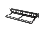 Lanberg PPKS-9112-B t&uuml;hi paigutuspaneel 12 porti 1U 10 tolli Keystone organiseerijaga, must