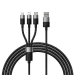 Baseus StarSpeed USB 3-in-1 mitmeotstarbeline laadimiskaabel USB-C + Micro USB + Lightning 3.5A 1.2m must