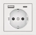 Gira SCHUKO pistikupesa USB toiteallikaga, 2x USB-A 5V 2.1A, s&uuml;vispaigaldus, puhtvalge l&auml;ikiv 245970