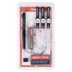 ARISTO mg1 pro College rapidograafide komplekt, 3 tu&scaron;ipliiatsit 0,25 / 0,50 / 0,70 mm, 6 osa (AR64310)