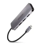 Axagon HMC-5 USB 3.2 Gen 1 jaotur, 2x USB-A, HDMI, SD/microSD, PD 100W, 20 cm USB-C kaabel
