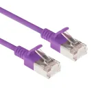 ACT lilla 1 meeter LSZH U/FTP CAT6A andmekeskuse &otilde;huke paigalduskaabel, t&otilde;kestusklambriga, RJ45 pistikutega