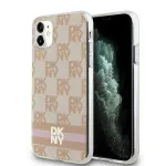 DKNY DKHMN61HCPTSP K&otilde;va &uuml;mbris iPhone 11 / XR 6,1 inch roosa ruuduline mono muster ja tr&uuml;kitud triibud MagSafe
