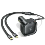 USAMS C41 autolaadija sisset&otilde;mmatava kaabliga 2xUSB-C PD 30W kiirlaadimine must CC220CC01 (US-CC220)