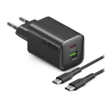 STEP BY STEP SBS 65W USB-C laadija 1x USB-C ja 1x USB-A, must, 1,5 m USB-C kaabel