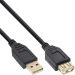 InLine USB 2.0 pikenduskaabel, t&uuml;&uuml;p A-pistik/emane, kullatud, must, 1m