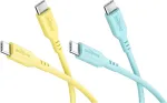 WENTRONIC Goobay Tropic Glow komplekt 2x USB-C silikoonkaabel, 1,5 m, kollane, t&uuml;rkiissinine (81275)