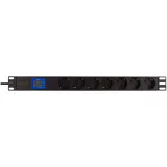 Toitejaotusseade PowerWalker 10133010 PDU 1U must, F-t&uuml;&uuml;pi pistikupesad, C20-sisend, 16 A, 3500 W, 2 m kaabel
