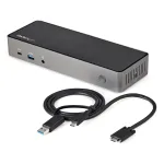 StarTech.com USB-C & USB-A dokk &ndash; h&uuml;briiduniversaalne kolme monitoriga s&uuml;learvuti dokkimisjaam DisplayPort ja HDMI 4K 60Hz &ndash; 85 W toiteedastus, 6x USB-jaotur, GbE, heli &ndash; USB 3.1 Gen 2 10Gbps &ndash; TAA