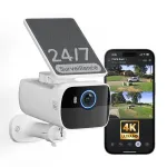 Safemo SC1 SolarCam, 4K UHD video, 8&times; suum, 132&deg; vaatev&auml;li, &ouml;&ouml;vaatlus, Wi-Fi 2,4 GHz, 1,5 W p&auml;ikesepaneel, valge