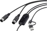 Renkforce RF-6439636 USB, MIDI adapter [2x DIN-pistik 5-kontaktiline - 1x USB-C&reg;, USB-A] Must 2 m (RF-6439636)