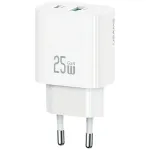 USAMS CC315 T65 25W 1xUSB-C 1xUSB-A kiirlaadimisseinalaadija