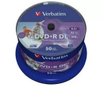 Verbatim 43703 DVD+R kahekihilised kettad laia tindiprinteriga tr&uuml;kitava pinnaga, 8x, 8,5 GB, 50 tk, spindel