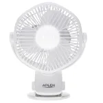 Adler AD 7335 laetav klambriga lauaventilaator, 6W, 12,7 cm, 3 kiirust, ostsillatsioon, valge