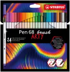 STABILO Pen 68 Brush ARTY Edition 24-osaline pappkarp - Painduva harjaotsaga viltpliiatsid k&auml;sitsi kirjutamiseks, bullet journaling'iks ja illustreerimiseks