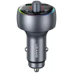 USAMS CC328 30W Bluetooth FM saatja auto laadija USB-C PD ja USB-A QC3.0, k&auml;ed-vabad k&otilde;ned, LED-ekraan, must