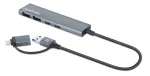 USB-C ja USB-A kombodokk/jaotur Manhattan 4 porti 5 Gbps alumiinium