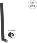 DeLOCK 90677 WiFi 6 antenn, RP-SMA pistik, 3-6 dBi, ringsuunatud, kallutatava liigendiga, must