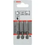 Kruvikeeraja otsakute komplekt Bosch 3 tk eriti k&otilde;va, Hex 3 mm, 49 mm pikkus, 1/4 tolli vars