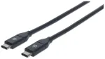 Manhattan USB-C&ndash;USB-C kaabel, 1 m, isane&ndash;isane, must, 10 Gbps (USB 3.2 Gen2 ehk USB 3.1), 3 A (kiirlaadimine), SuperSpeed+ USB, eluaegne garantii, samav&auml;&auml;rne tootega USB31CC1M