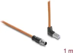Delock M12 &ndash; RJ45 kaabel X-kodeeritud 8-pin pistik sirge pistik &uuml;lespoole suunatud S/FTP varjestatud Cat.6A 1 m oranž