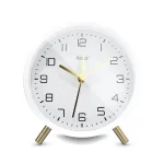 MEBUS 56973 Quartz Alarm Clock White Analog Silent Sweep