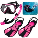 LEAN TOYS snorkeldamiskomplekt: uimeuimed, prillid, snorkel, must ja roosa, S/M