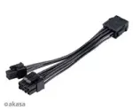 Akasa AK-CBPW22-15 adapterkaabel 8-kontaktilisest EPS-ist 8-kontaktiliseks EPS + 4-kontaktiliseks ATX-iks, 15 cm