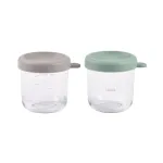 BEABA klaaspurkide komplekt kaantega 2 x 250 ml Sage Green/Gazelle