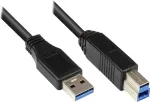 EXSYS EX-K1500 USB 3.2 Gen 1 kaabel, USB-A - USB-B, 0,2 m, must