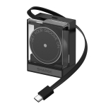 SHARGE sisset&otilde;mmatav 65 GaN laadija, 65 W, 2x USB-C, integreeritud USB-C kaabel, must