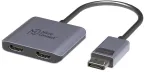 DisplayPort&ndash;2&times; HDMI adapter MicroConnect MC-DP-2XHDMI, kaks HDMI emast, 4K tugi