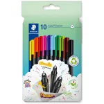 Viltpliiatsid Staedtler 334 C10, &uuml;lipeen 0,3 mm ots, 10 v&auml;rvi (must, sinine, pruun, roheline, helesinine, heleroheline, oranž, roosa, punane, kollane)