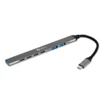USB-C Hub 7-in-1 BakkerElkhuizen BNECHUB3A4C &mdash; 7 porti (USB 3.2 Gen1 A, USB 3.2 Gen1 C, USB 2.0), alumiiniumkorpus, hall/must