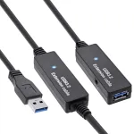 InLine USB3.2 Gen.1 aktiivne repiiterkaabel, t&uuml;&uuml;p A-pistik / emane, must, 20 m