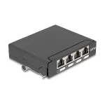 DELOCK Mini t&ouml;&ouml;laua RJ45 4-pordiline Cat.6A varjestatud patch-paneel must, metall, 90&times;22&times;93 mm